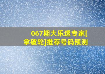 067期大乐透专家[拿破轮]推荐号码预测